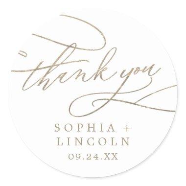 Romantic Gold Calligraphy Thank You Favor Sticker