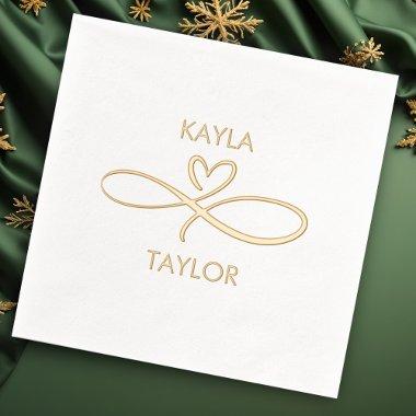 Romantic Gold Calligraphy Wedding Foil Napkins