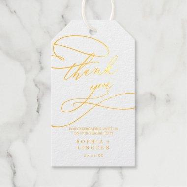 Romantic Gold Foil Flourish Thank You Favor Foil Gift Tags