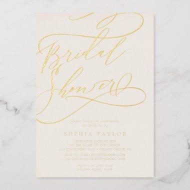 Romantic Gold Foil | Ivory Bridal Shower Foil Invitations