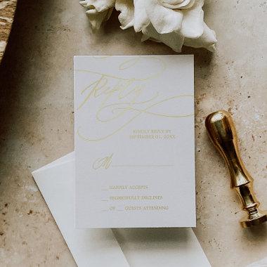 Romantic Gold Foil Wedding Simple RSVP Card