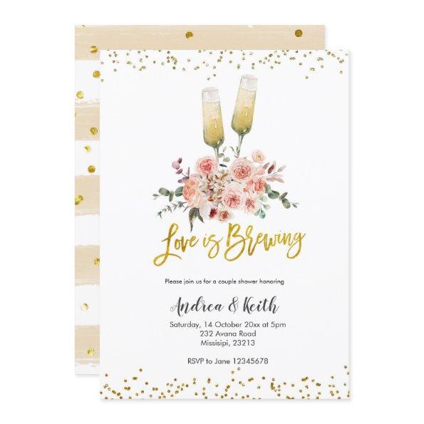 Romantic Gold Love is Brewing Couple Shower
