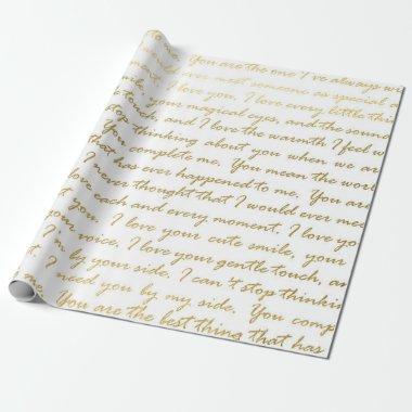 Romantic Gold Modern Script Typography Wedding Wrapping Paper