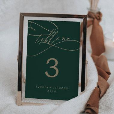 Romantic Green Calligraphy | Flourish Table Number