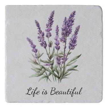 Romantic Grey Purple Lavender Floral  Trivet