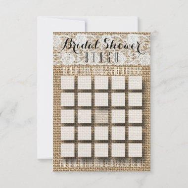 Romantic Lace and Burlap Bridal Shower Bingo Invitations