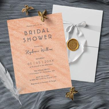 Romantic Lace Bridal Shower : Rose Gold Glitter  Invitations