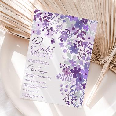 Romantic lavende wild flowers spring bridal shower Invitations