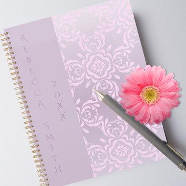 Romantic Luxury Stylish Light Pink Damask Pattern Planner