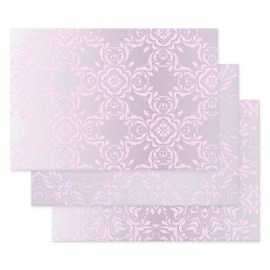 Romantic Luxury Stylish Light Pink Damask Patterns Wrapping Paper Sheets