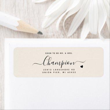 Romantic Minimalist Script Cream Color Wedding Label