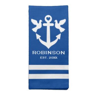 Romantic nautical anchor and doves custom wedding cloth napkin