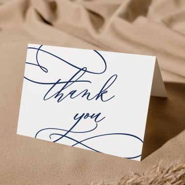 Romantic Navy Blue Calligraphy Thank You Invitations