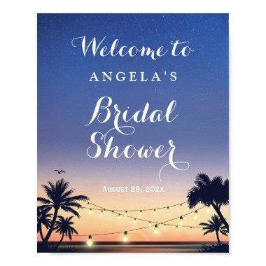 Romantic Palm Beach String Lights  Poster