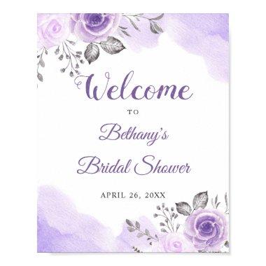 Romantic Pastel Purple Floral Bridal Shower Sign