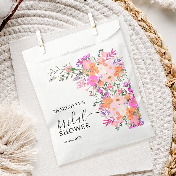Romantic pastel wild flowers spring bridal shower favor bag