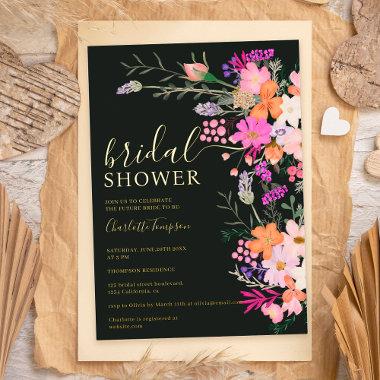 Romantic pastel wild flowers spring bridal shower foil Invitations