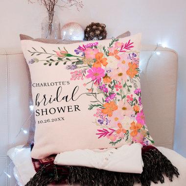 Romantic pastel wild flowers spring  throw pillow
