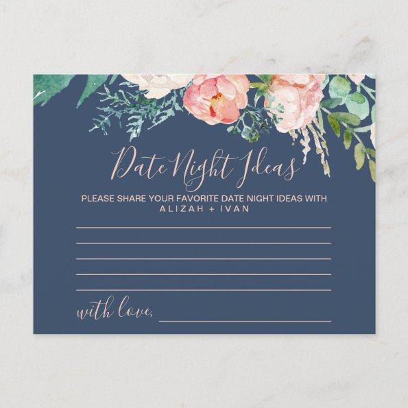 Romantic Peonies | Blue Date Night Idea Invitations