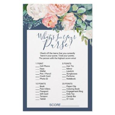 Romantic Peonies | Blue What's In Your Purse Game Flyer