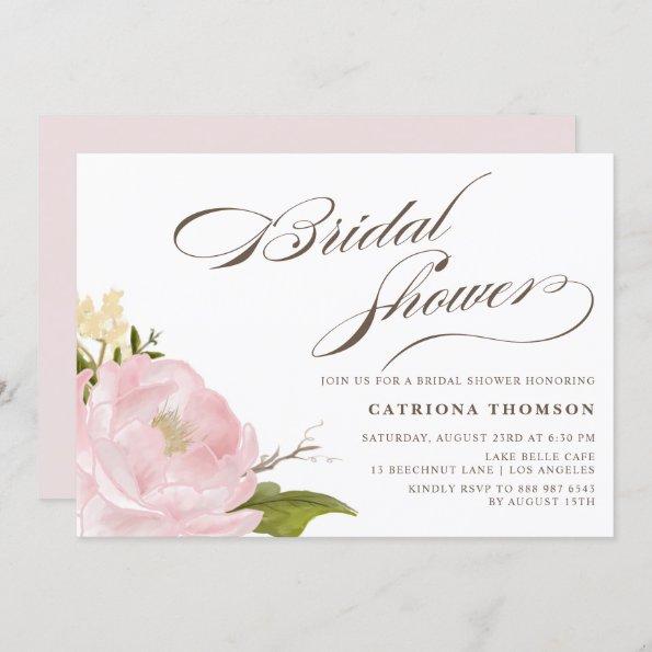 Romantic Peony Flower Bridal Shower Invitations
