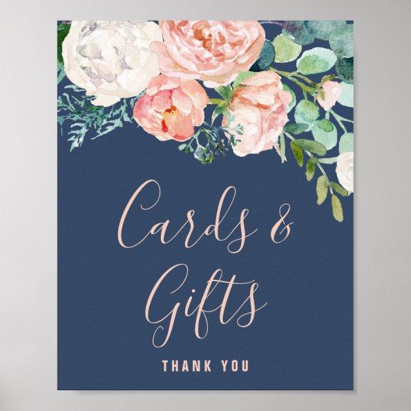 Romantic Peony Flowers | Blue Invitations & Gifts Sign