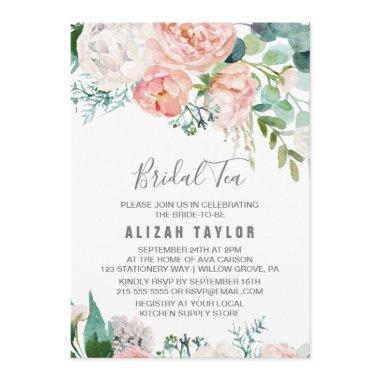 Romantic Peony Flowers Bridal Tea Invitations