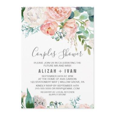 Romantic Peony Flowers Couples Shower Invitations