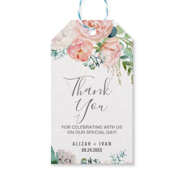Romantic Peony Flowers Thank You Favor Gift Tags