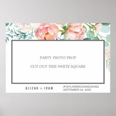 Romantic Peony Flowers Wedding Photo Prop Frame Poster