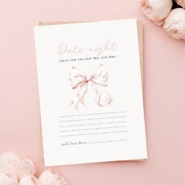 Romantic Pink Bow Bridal Shower Date Night Invitations