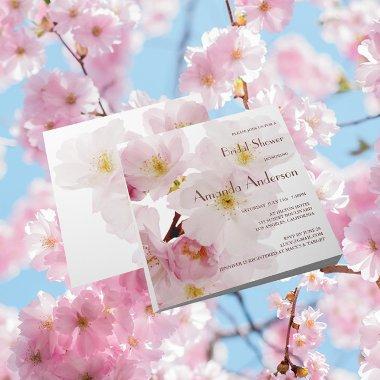 Romantic Pink Cherry Blossoms Bridal Shower Invitations