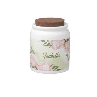 romantic pink flowers greenery candy jar