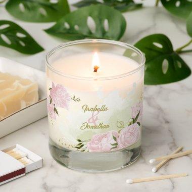 romantic pink flowers greenery wedding scented candle