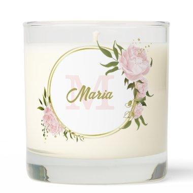 romantic pink flowers greenery wedding scented candle