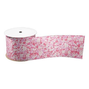 Romantic Pink Hearts Pattern Satin Ribbon