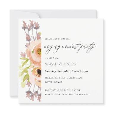 ROMANTIC PINK, PURPLE, BLUE FLORAL ENGAGEMENT Invitations