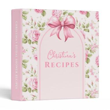 Romantic Pink Roses and Bow | Coquette 3 Ring Binder