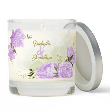 romantic purple flowers greenery wedding scented candle