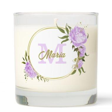 romantic purple flowers greenery wedding scented candle