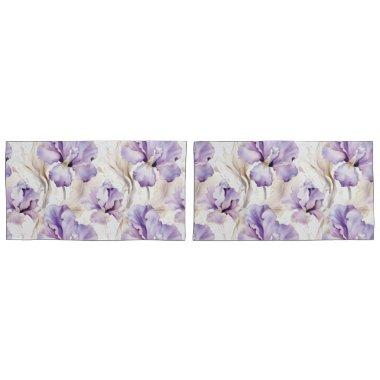 Romantic Purple Iris Floral  Pillow Case