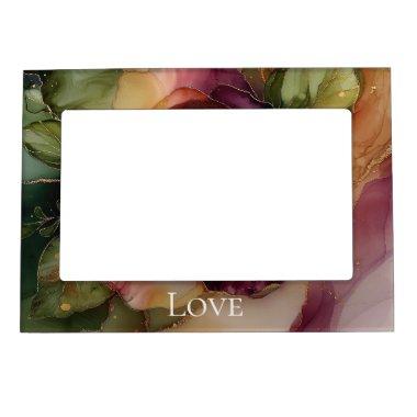 Romantic Red Burgundy Rose Gold Floral Magnetic Frame