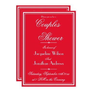 Romantic Red Couples Shower Custom Name Email RSVP
