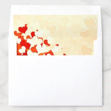 Romantic Red Gold Hearts Elegant Modern Plain Envelope Liner