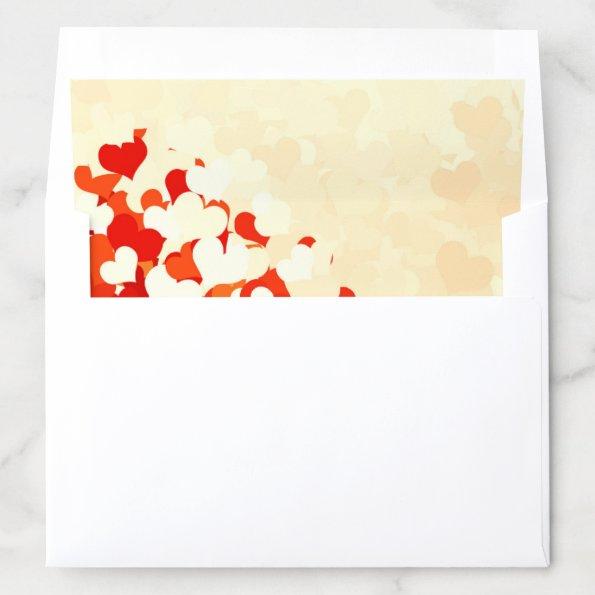 Romantic Red Gold Hearts Elegant Modern Plain Envelope Liner