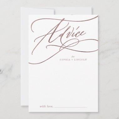 Romantic Rose Gold Calligraphy | Flourish Wedding Advice Card