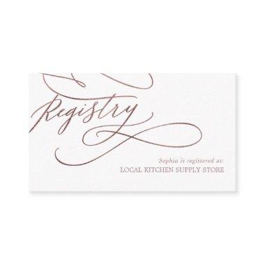 Romantic Rose Gold Calligraphy Gift Registry Enclosure