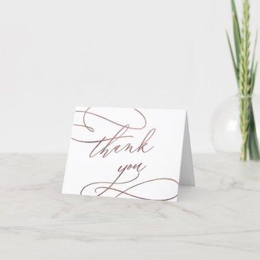 Romantic Rose Gold Calligraphy Thank You Invitations