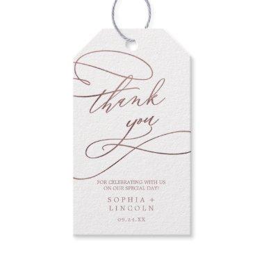 Romantic Rose Gold Calligraphy Thank You Favor Gift Tags