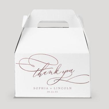 Romantic Rose Gold Calligraphy Thank You Wedding Favor Boxes